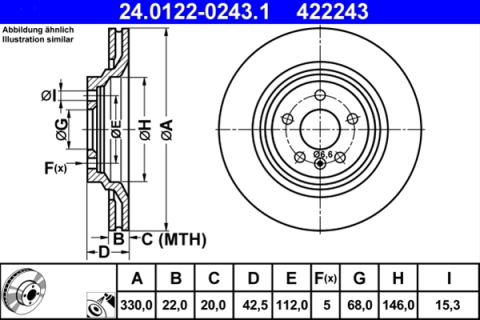 Piese auto - Disc frana ATE 24.0122-0243.1