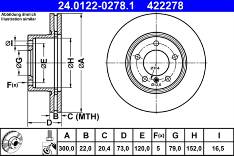Piese auto - Disc frana ATE 24.0122-0278.1