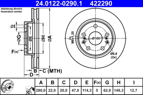 Piese auto - Disc frana ATE 24.0122-0290.1