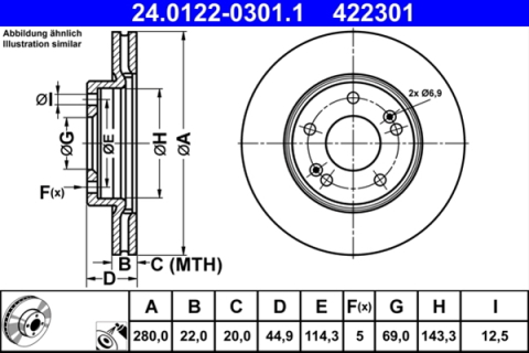Piese auto - Disc frana ATE 24.0122-0301.1
