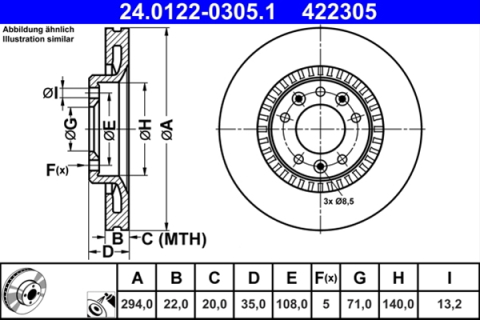 Piese auto - Disc frana ATE 24.0122-0305.1