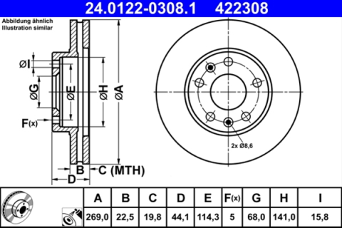 Piese auto - Disc frana ATE 24.0122-0308.1