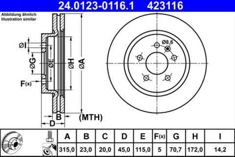 Piese auto - Disc frana ATE 24.0123-0116.1
