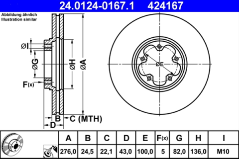 Piese auto - Disc frana ATE 24.0124-0167.1