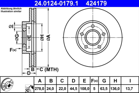 Piese auto - Disc frana ATE 24.0124-0179.1