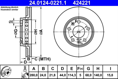 Piese auto - Disc frana ATE 24.0124-0221.1