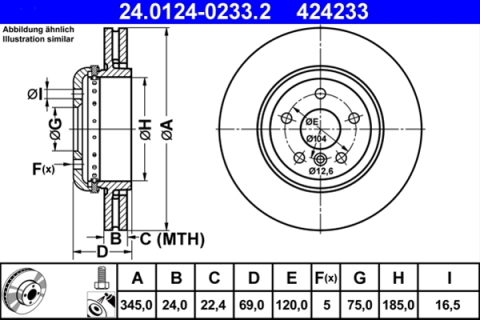 Piese auto - Disc frana ATE 24.0124-0233.2
