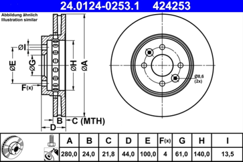 Piese auto - Disc frana ATE 24.0124-0253.1