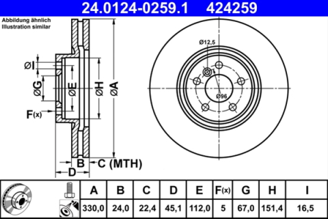 Piese auto - Disc frana ATE 24.0124-0259.1