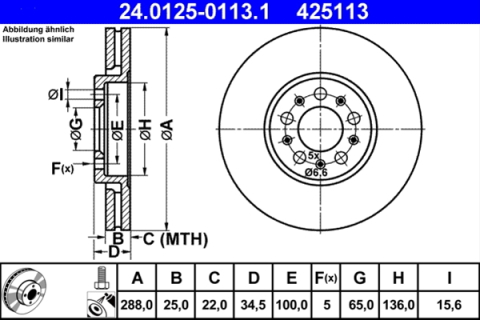 Piese auto - Disc frana ATE 24.0125-0113.1