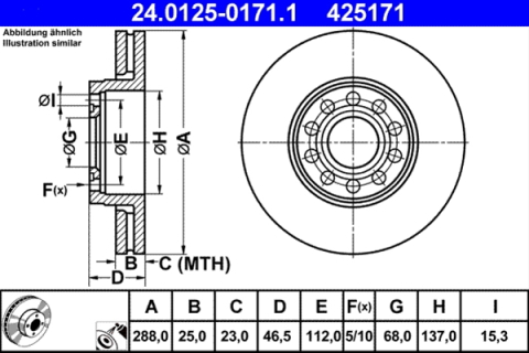 Piese auto - Disc frana ATE 24.0125-0171.1