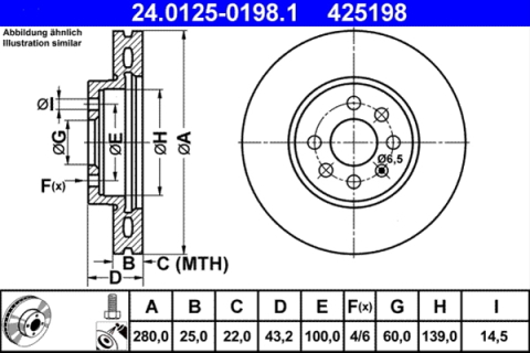 Piese auto - Disc frana ATE 24.0125-0198.1