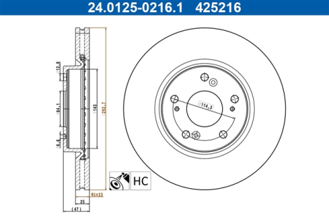 Piese auto - Disc frana ATE 24.0125-0216.1
