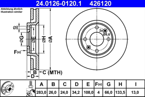 Piese auto - Disc frana ATE 24.0126-0120.1
