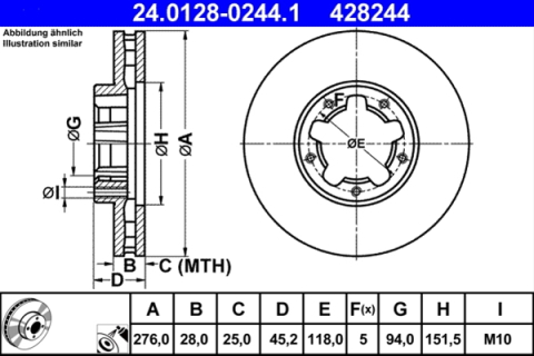 Piese auto - Disc frana ATE 24.0128-0244.1