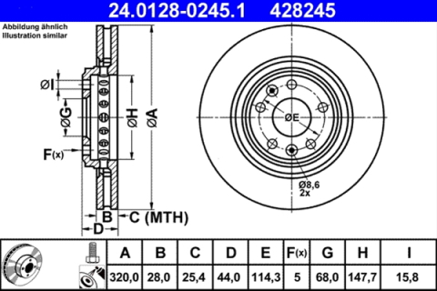 Piese auto - Disc frana ATE 24.0128-0245.1