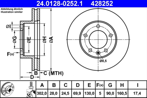 Piese auto - Disc frana ATE 24.0128-0252.1