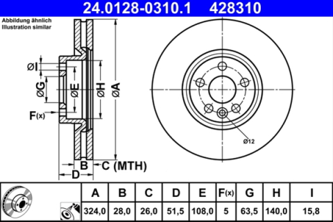 Piese auto - Disc frana ATE 24.0128-0310.1