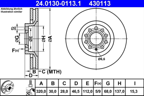 Piese auto - Disc frana ATE 24.0130-0113.1