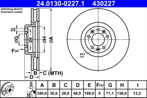 Piese auto - Disc frana ATE 24.0130-0227.1
