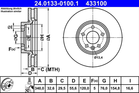 Discuri frana - Disc frana ATE 24.0133-0100.1