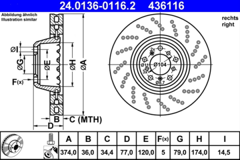 Piese auto - Disc frana ATE 24.0136-0116.2