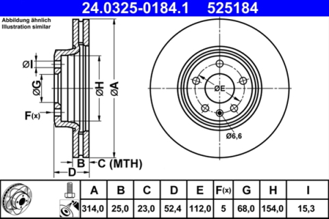 Piese auto - Disc frana ATE 24.0325-0184.1