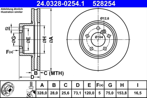 Piese auto - Disc frana ATE 24.0328-0254.1