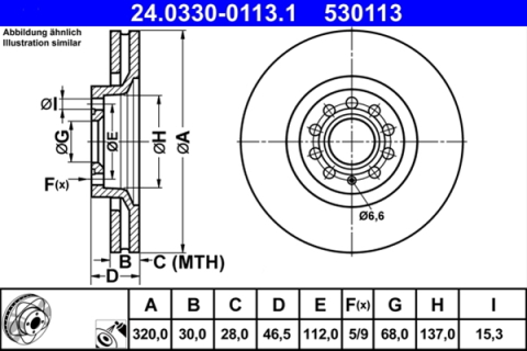 Piese auto - Disc frana ATE 24.0330-0113.1