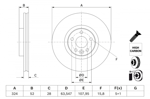 Conex - Disc frana  J41 BOSCH 0986479J41