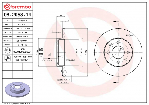 Disc frana BREMBO 08.2958.14 [1]