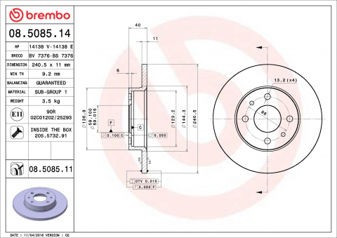 Disc frana BREMBO 08.5085.11 [1]