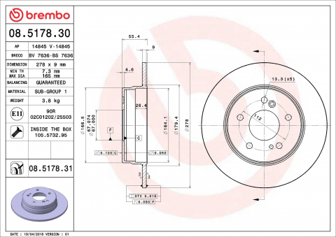 Discuri frana - Disc frana BREMBO 08.5178.31