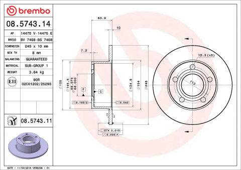 Disc frana BREMBO 08.5743.11 [1]