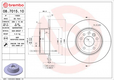Discuri frana - Disc frana BREMBO 08.7015.10
