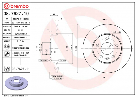 Disc frana BREMBO 08.7627.11 [1]
