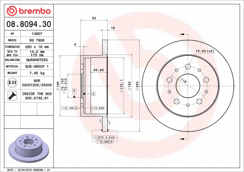 Disc frana BREMBO 08.8094.30 [1]