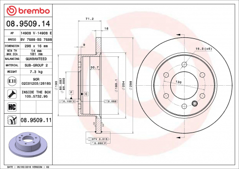 Piese auto - Disc frana BREMBO 08.9509.11