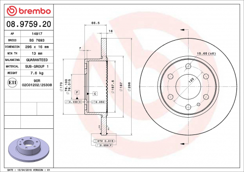 Disc frana BREMBO 08.9759.20 [1]