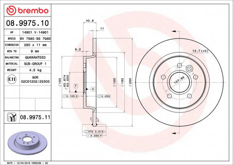 Discuri frana - Disc frana BREMBO 08.9975.11