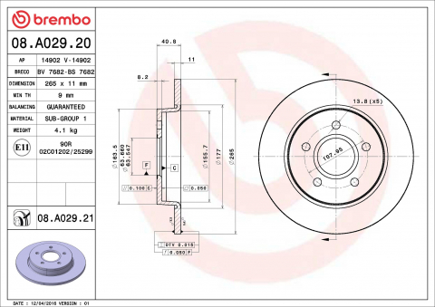Disc frana BREMBO 08.A029.21 [1]