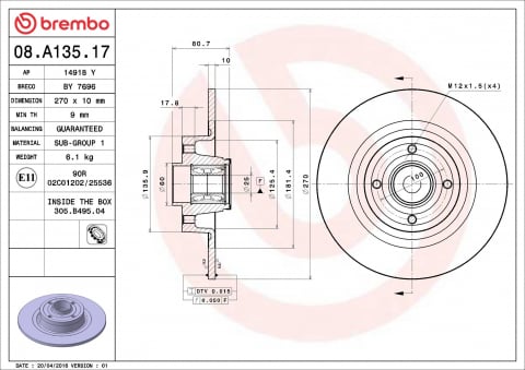Discuri frana - Disc frana BREMBO 08.A135.17