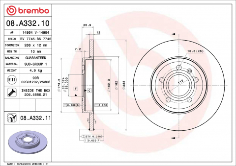 Disc frana BREMBO 08.A332.11 [1]