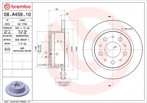 Disc frana BREMBO 08.A459.10 [1]