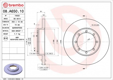 Disc frana BREMBO 08.A650.10 [1]