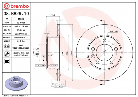 Disc frana BREMBO 08.B829.10 [1]