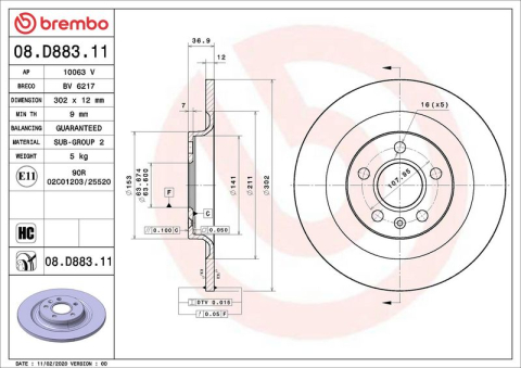 Disc frana BREMBO 08.D883.11 [1]