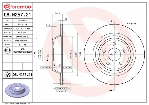Piese auto - Disc frana BREMBO 08.N257.21