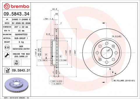 Disc frana BREMBO 09.5843.31 [1]