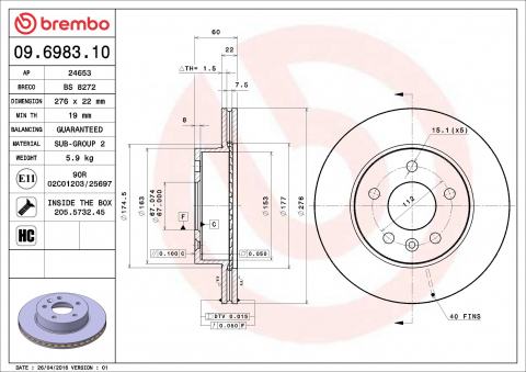 Discuri frana - Disc frana BREMBO 09.6983.10